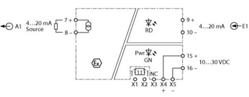 单通道模拟量信号重复器 IMX12-AO01-1I-1I-HPR/24VDC/CC