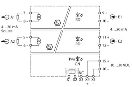 双通道模拟量信号重复器 IMX12-AO01-2I-2I-HPR/24VDC