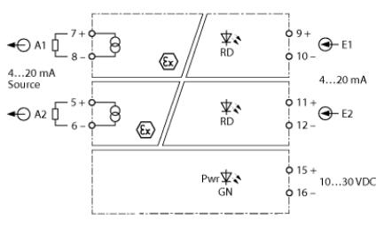 双通道模拟量信号重复器 IMX12-AO01-2I-2I-H0/24VDC