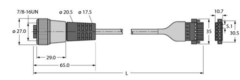 总线电缆 RKM-CBC5-5723-0，5M