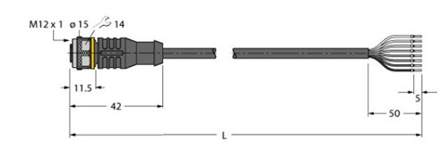 执行器和传感器线缆 RKC8T-5/TEL