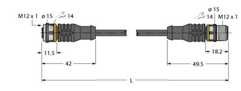 执行器和传感器线缆 RKC12T-2-RSC12T/TEL