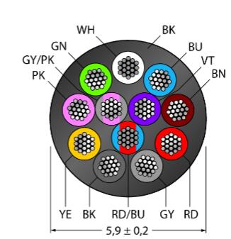 执行器和传感器线缆 WKC12T-0.3-RSC12T/TEL