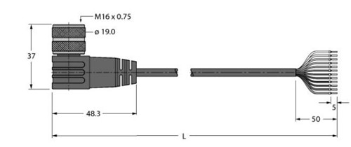 执行器和传感器线缆 BKWM19-E01-2/S90