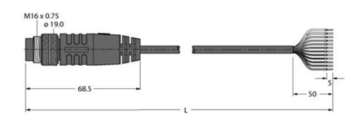 执行器和传感器线缆 BSM 19-E01-3/S90
