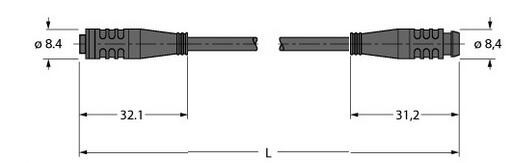 执行器和传感器电缆 PKG3S-0.3-PSG3S/TXL