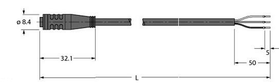 执行器和传感器电缆 PKG3S-2/TEL