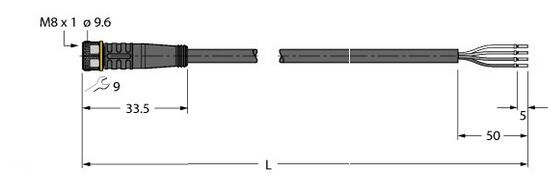 执行器和传感器电缆 PKG4M-0.5/TXL