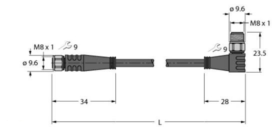 执行器和传感器电缆 PKGV4M-10-PSWV4M/TFW