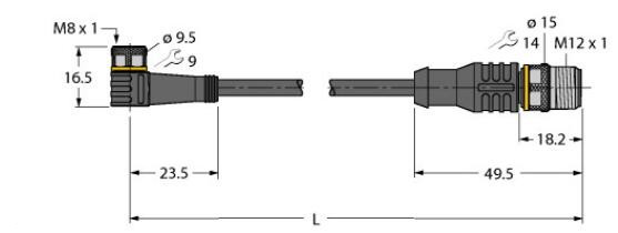 执行器和传感器电缆 PKW3M-1-RSC4T/TEL