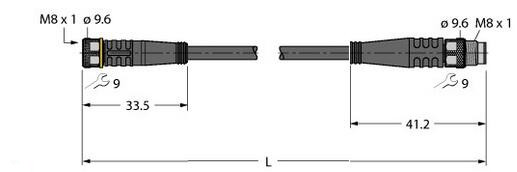 执行器和传感器电缆 PKG4M-2-PSG4M/TXL