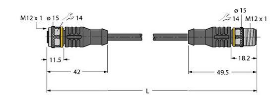 执行器和传感器电缆 RKC4T-2-RSC4T/TXL