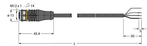 执行器和传感器电缆 RKS4T-5/TXL