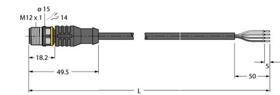 执行器和传感器电缆 RSC4.4T-5/TEL