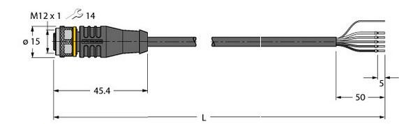 执行器和传感器电缆 RKS4.5T-2/TXL