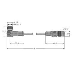 BL ident 接线电缆标准版 WK4.5T-2-RS4.5T/S2500