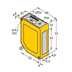 可调背景抑制型直反式光电传感器 BSO1L1.4m-Q60-ANP6X5