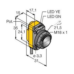 反射板式光电传感器 LO6.5m-BT18-VN6X2