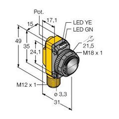 反射板式光电传感器 LO6.5m-BT18-VP6X2-H1141