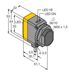 定区域背景抑制型直反式光电传感器 XSOR200-BT30-VDZ38X3
