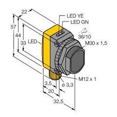 定区域背景抑制型直反式光电传感器 XSOR400-BT30-VNP6X2-H1151