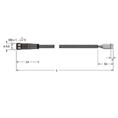 执行器/传感器电缆 PKG4M-2/TXL