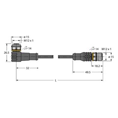 执行器和传感器线缆 WKC4.4T-P7X2-5-RSC4.4T/TEL