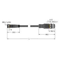 执行器和传感器电缆 PKG3M-0.2-RSC4T/TXL