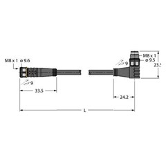 执行器和传感器电缆 PKG3M-0.3-PSW3M/TXL