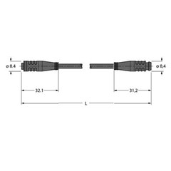 执行器和传感器电缆 PKG3S-1-PSG3S/TEL