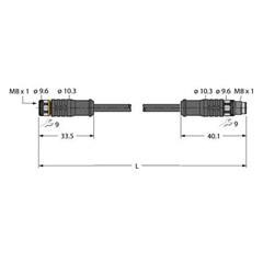 执行器和传感器电缆 PKGS3M-0.3-PSGS3M/TXL