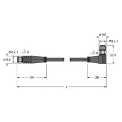 执行器和传感器电缆 PKGV4M-0.3-PSWV4M/TFW