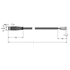 执行器和传感器电缆 PKGV4M-2/TFW