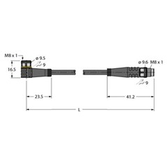 执行器和传感器电缆 PKW3M-0.3-PSG3M/TEG