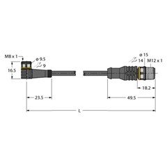 执行器和传感器电缆 PKW3M-0.3-RSC4T/TEL