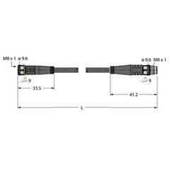 执行器和传感器电缆 PKG4M-2-PSG4M/TXL