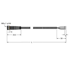 执行器和传感器电缆 PKG4M-3/TXL