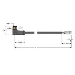 执行器和传感器电缆 PKW4M-P7X2-2/TXL