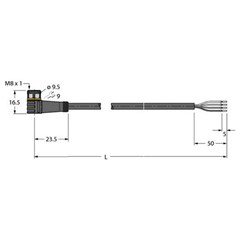 执行器和传感器电缆 PKW4M-10/TEL