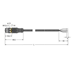 执行器和传感器电缆 RSC4T-1/TXO3700