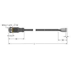 执行器和传感器电缆 RKC4.5T-1/TXO3700