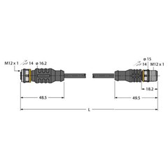 执行器和传感器电缆 RKC4.4T-P7X3.2-1.5-RSC4.4T/TXL320